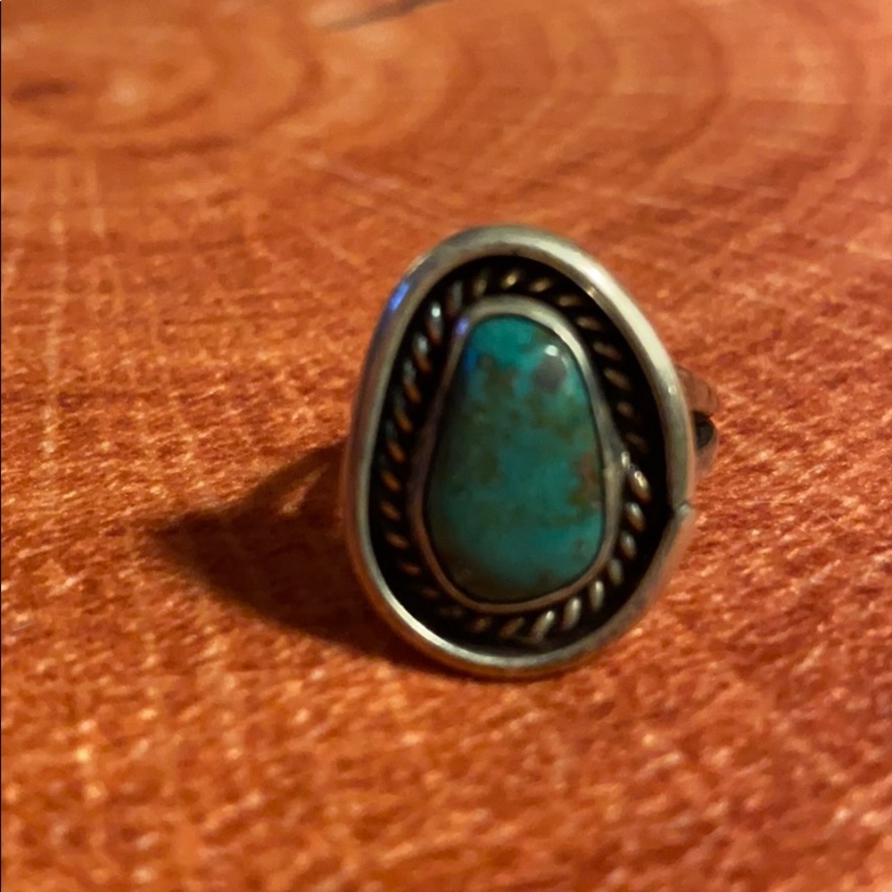 Boho Triangular Turquoise Ring Size 6 - image 1